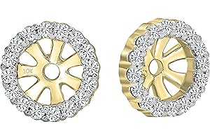 Dazzlingrock Collection 0.18 Cttw Round White Diamond Halo Removable Earring Jackets for Women in 10K Solid Gold
