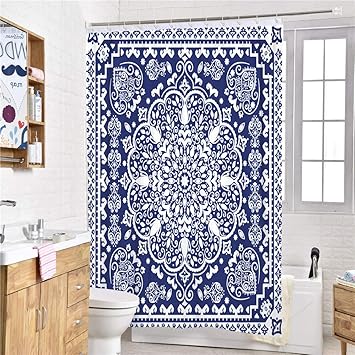 Treer Anti Schimmel Wasserdicht Duschvorhang Fur Badezimmer Nordisch Bohmischer 3d Druck Mit 12 Duschvorhangringe Waschbar Duschvorhang Nordischer Stil 165x180cm Amazon De Kuche Haushalt