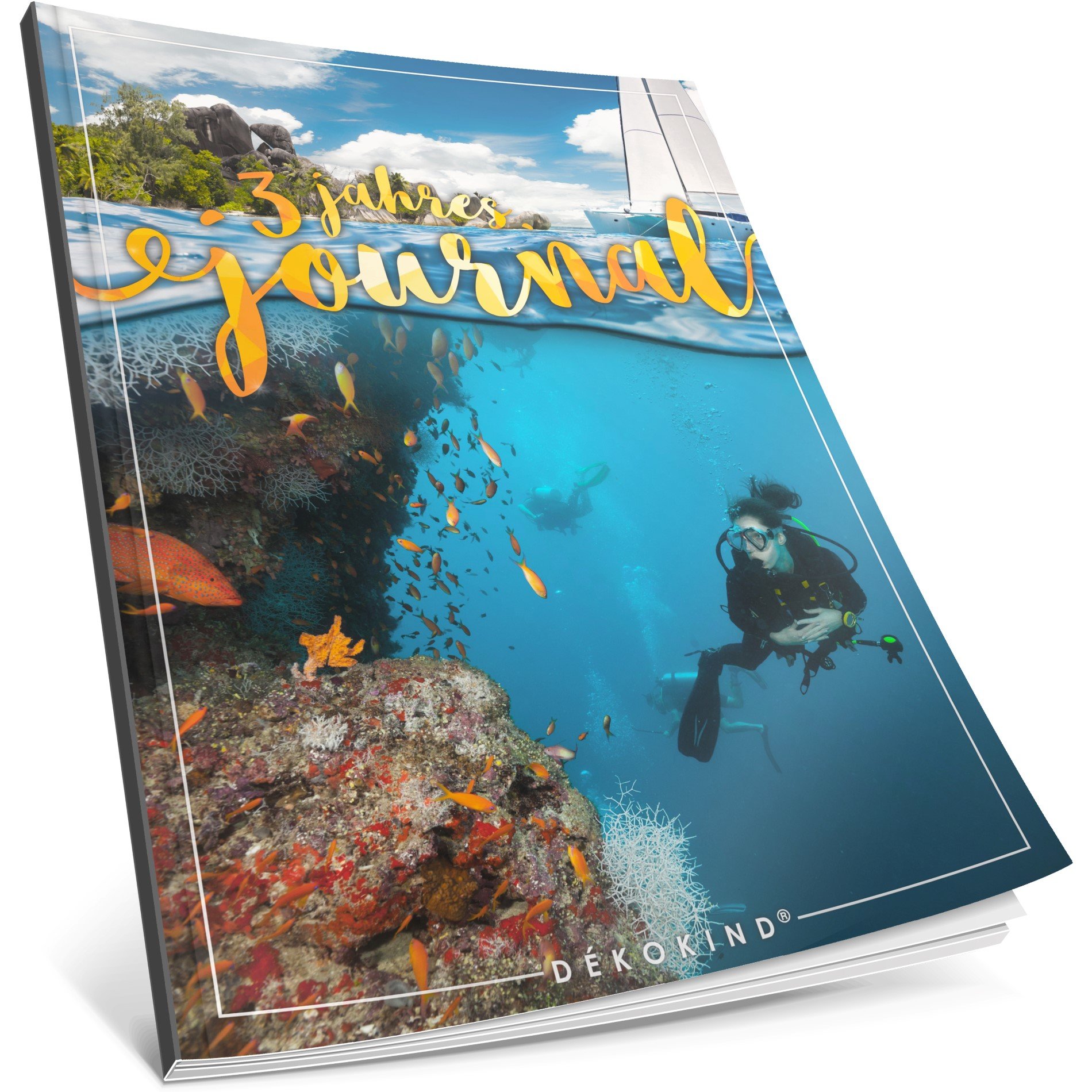 Dékokind® 3 Jahres Journal: Ca. A4-Format, 190+ Seiten, Vintage Softcover • Dicker Jahresplaner, Tagebuchkalender, Buchkalender, Tagesplaner • ArtNr. 34 Karibik • Ideal als Geschenk