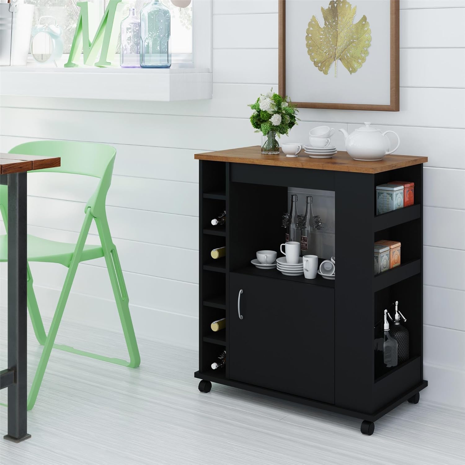 Ameriwood Home Williams Kitchen Cart, Black - Kitchen Islands & Carts
