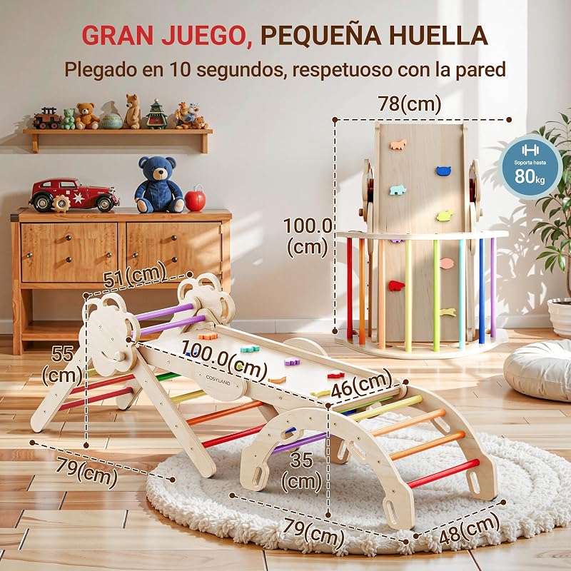 8 en 1 Triángulo de Escalada Montessori con Arco y Rampa