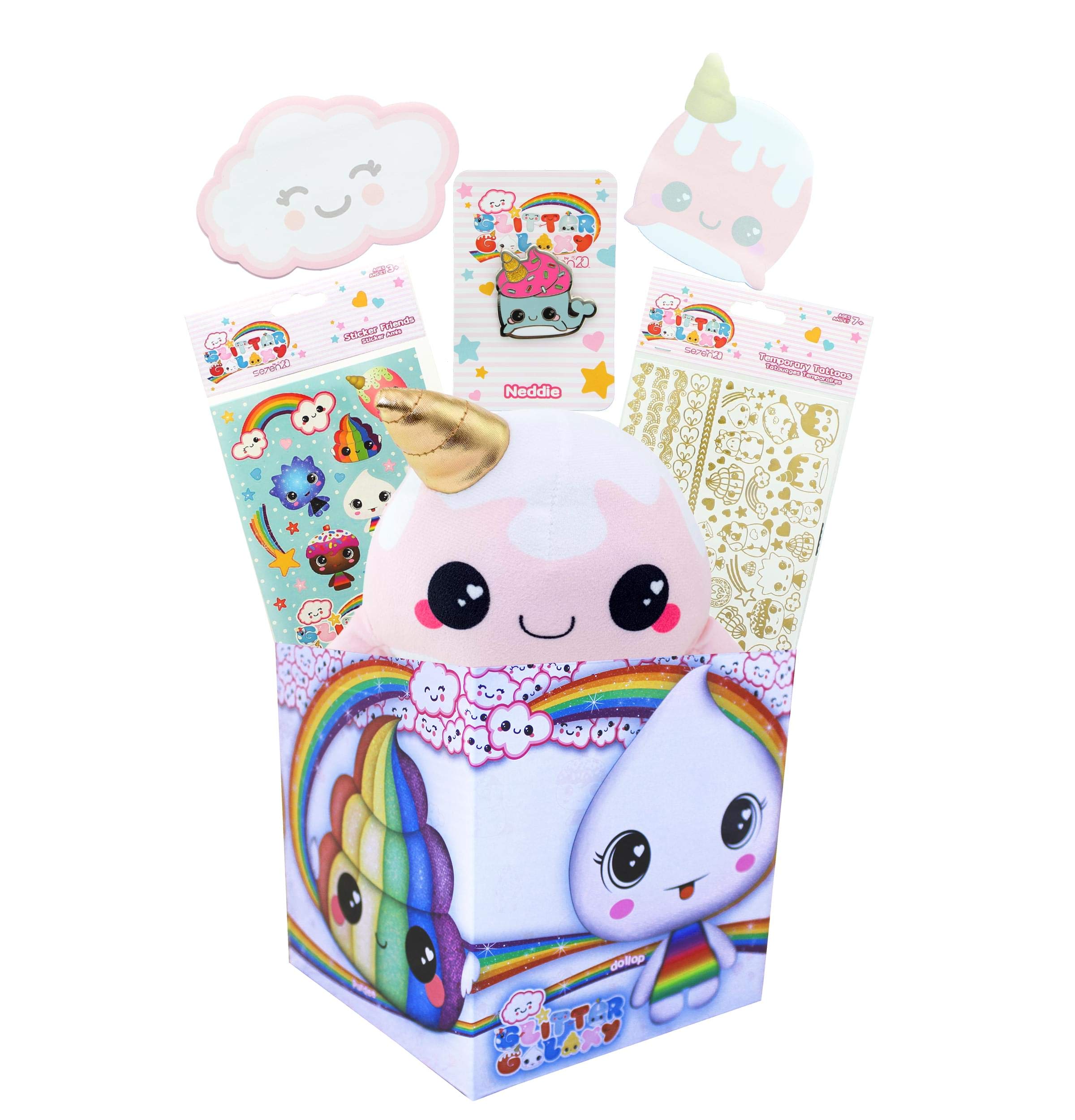 Toynk Glitter Galaxy Mystery LookSee Gift Box | Includes 6 Glitter Galaxy Themed Collectibles Unicorns Poop Narwhals | Perfect For Glitter Galaxy Fans | Packaged In A Square 6-Inch Gift Box