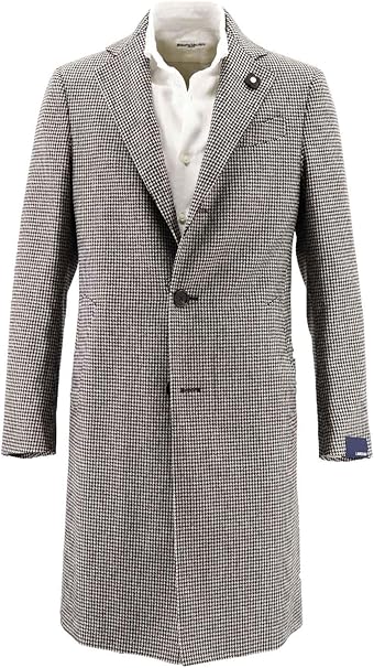 Amazon Lardini ラルディーニ メンズ ウール 千鳥格子柄 段返り3b シングルチェスターコート Jsaq Imrp 150 ブラウン コート ジャケット 通販