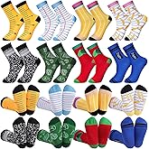 Halfchet 8 Pairs Funny Teacher Socks for Women Christmas Teacher Appreciation Gifts School Theme Crew Socks with Pencil Notebook Ruler Apple Crayon Chalkboard Patterns Cozy Mid-Calf Stocking