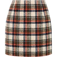 IDEALSANXUN Womens High Waist Plaid Skirt Bodycon Pencil Wool Mini Skirts