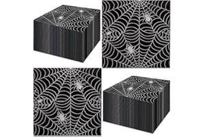WUHUZSM Halloween Paper Napkins Black Spider Webs Halloween Party Decorations, 48Pack Gothic Halloween Napkins for Horror Theme Birthday Halloween Party Supplies Table Decorations