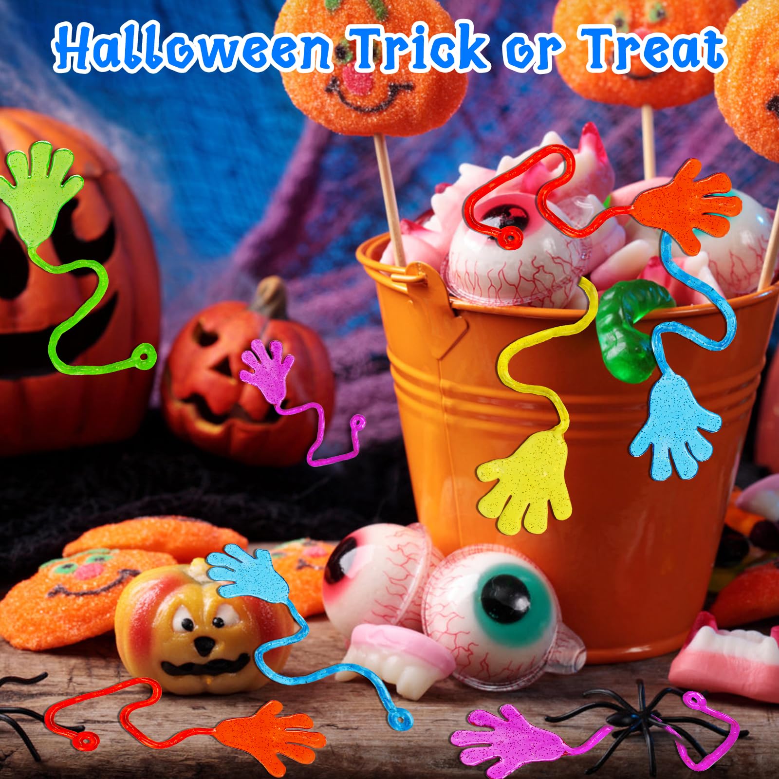 100PCS Glitter Sticky Hands Party Favors for Kids 4-8 8-12 Birthday Supplies Christmas Goodie Bag Stuffers Classroom Treasure Box Carnival Prizes Bulk Treat Trinkets Pinata Stuff Mini Stretchy Toys