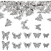 Sparkeads 50 Pcs Butterfly Spacer Beads Tibetan Style Insect Beads Flying Animal Metal Bead Charms for Jewelry Bracelet Women Anklet Key Chain Craft Accessory