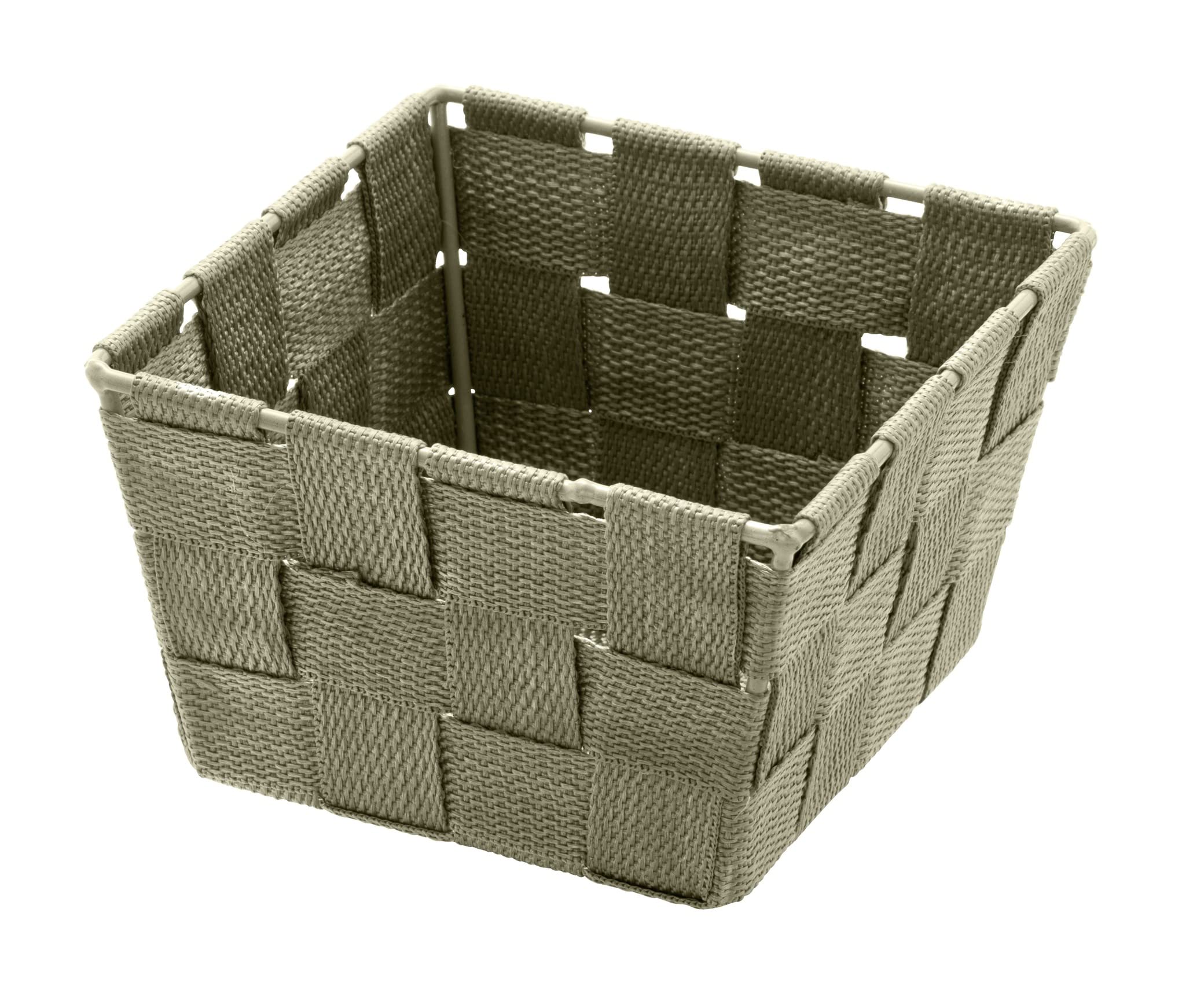 WENKO Adria Square Bathroom Mini-Basket, Polypropylene, Taupe, 14 x 14 x 9 cm