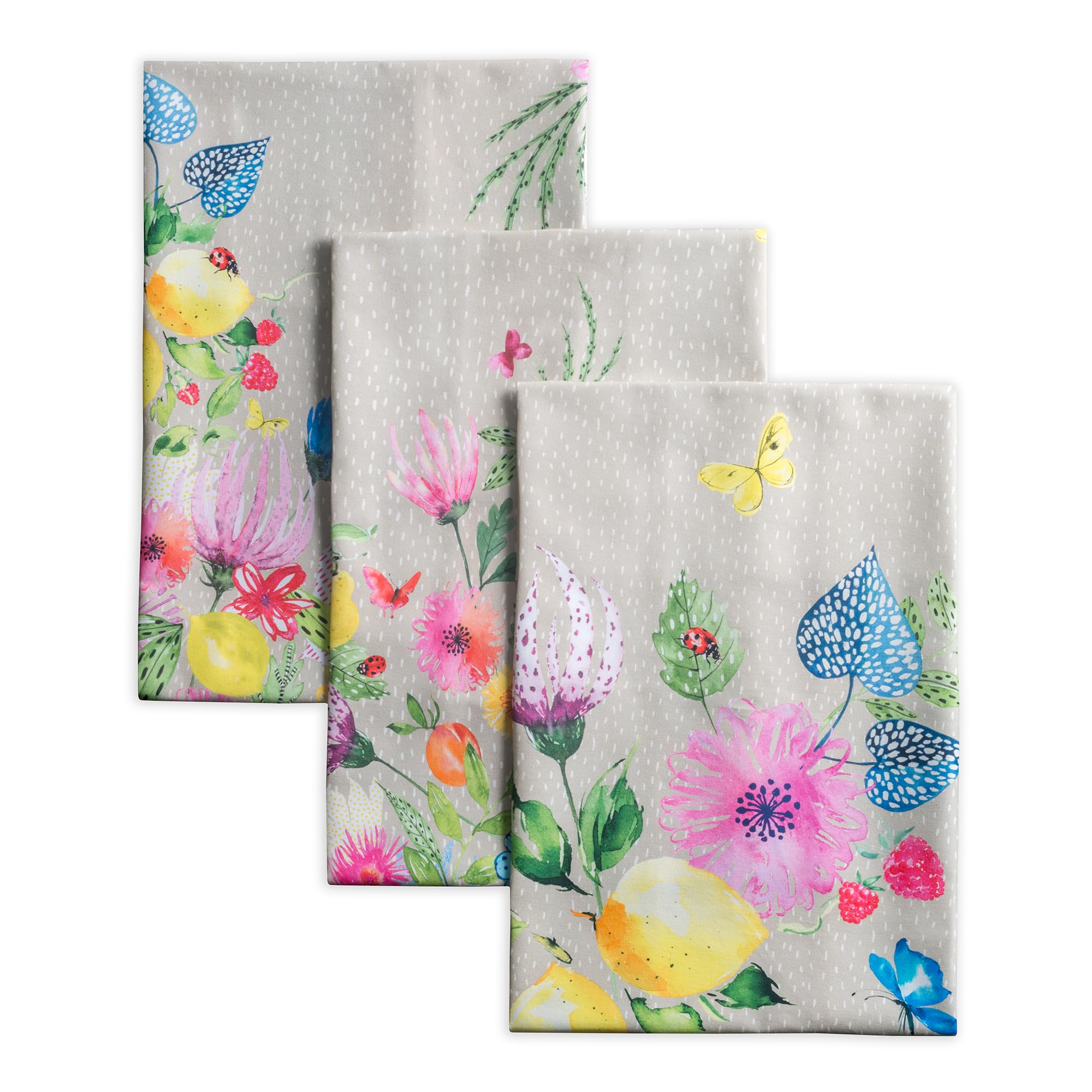 Maison d' Hermine Kitchen Towels Set of 3 100% Cotton 70 CM x 50 CM Reusable Cloth Tea Dish Towels Absorbent with Hanging Loop for Kitchen Dining Gifts for Mothers Day (Jardin D'Ete - Mint)