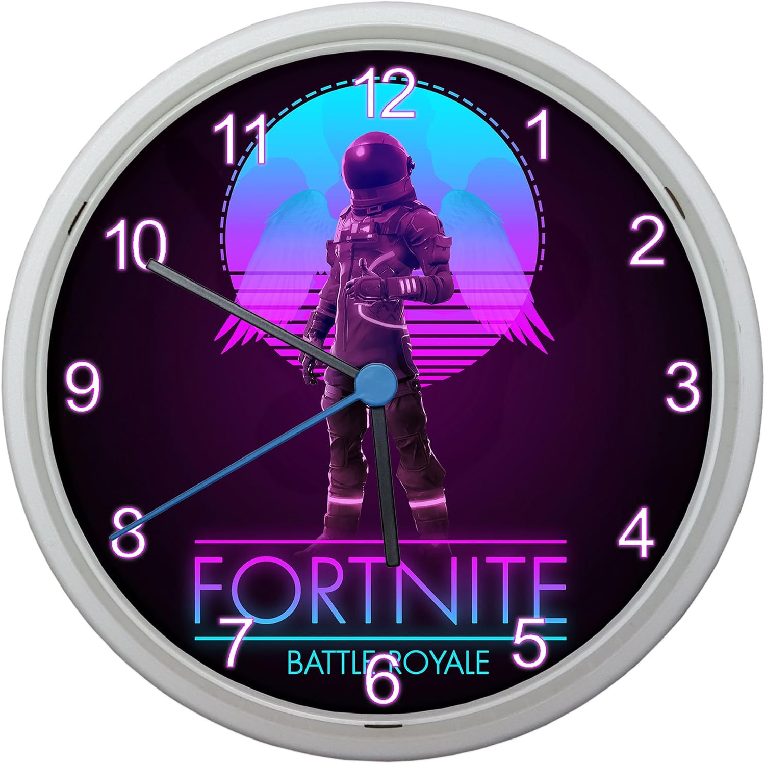 ll kinder wanduhr fortnite battle royale season 4 rettet die welt design ca 20 cm durchmesser mit lautlosem uhrwerk unisex kinderzimmer buro arbeitszimmer dark voyager neon t neon 1 amazon de kuche