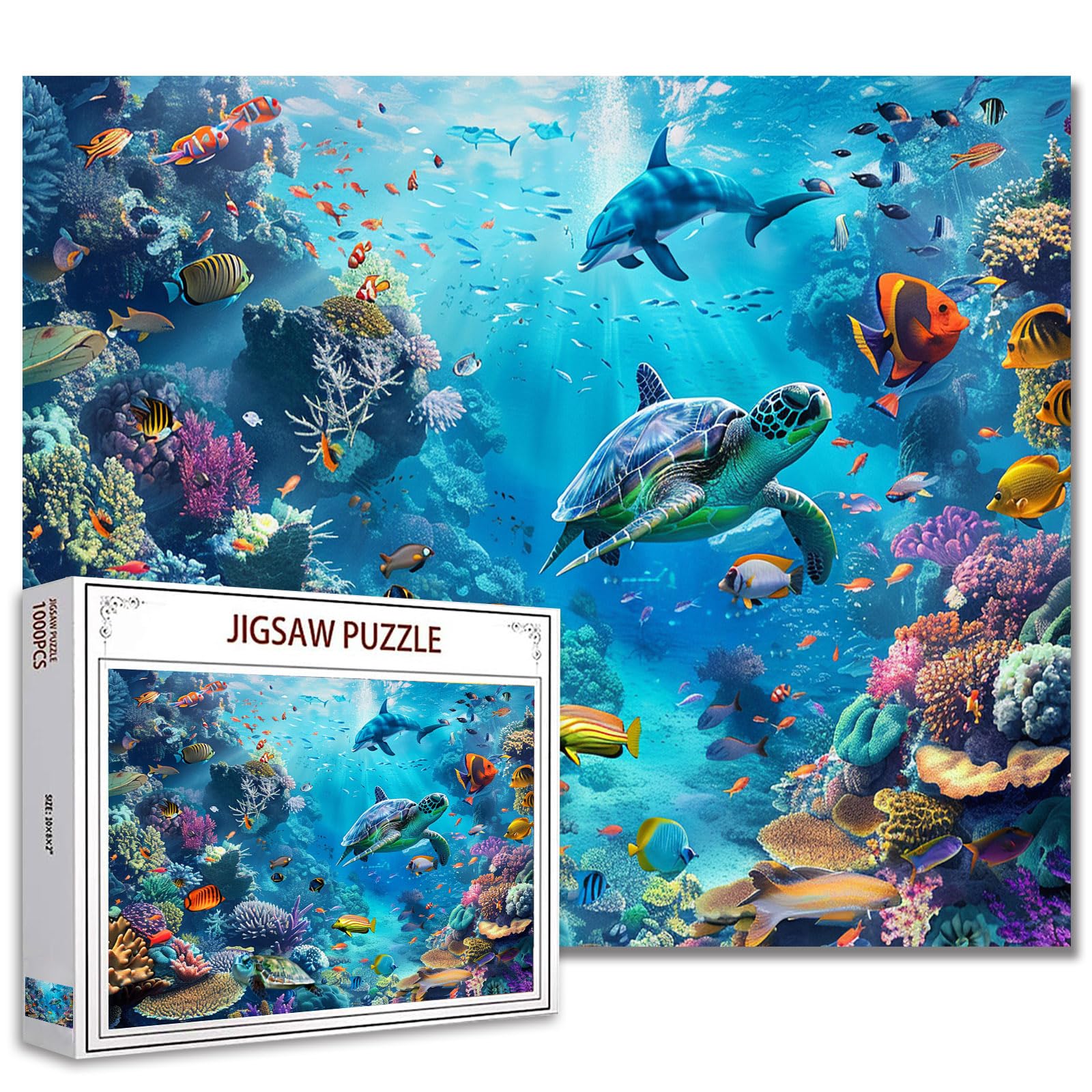Tucocoo 1000 Piece Jigsaw Puzzles for Adults Ocean Reef Scene Jigsaw Puzzle Tropical Fish and Sea Turtles 1000 Pieces Puzzles for Challenging Family Activity Game Colorful DIY Puzzle Wall Decor Gifts — image 1