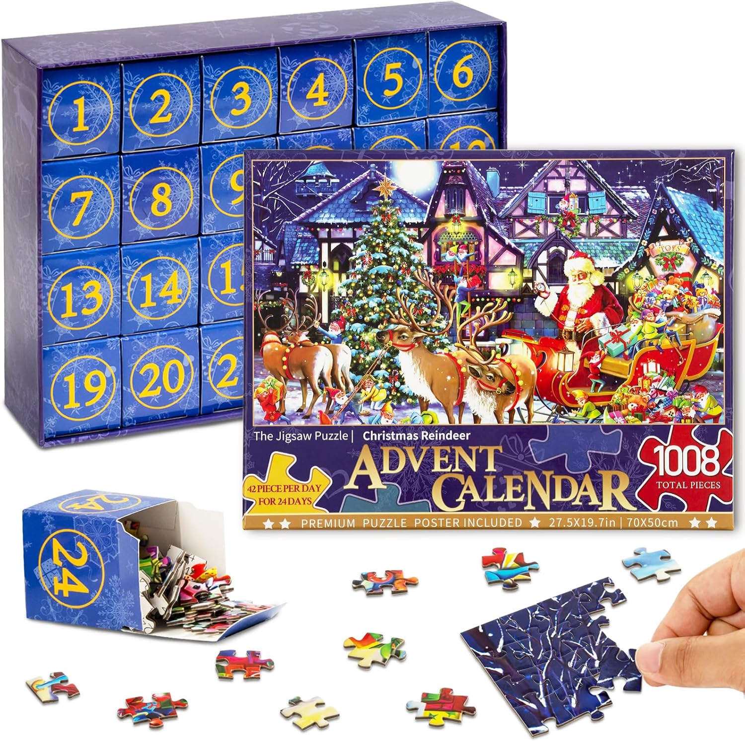 Advent Calendars - Christmas Advent Calendar Puzzle 2023 24 Days of Countdown Jigsaw Puzzle Calendar - 1008 Pieces Christmas Puzzle Family Game Puzzles for Christmas Gift Toys Teens Adult