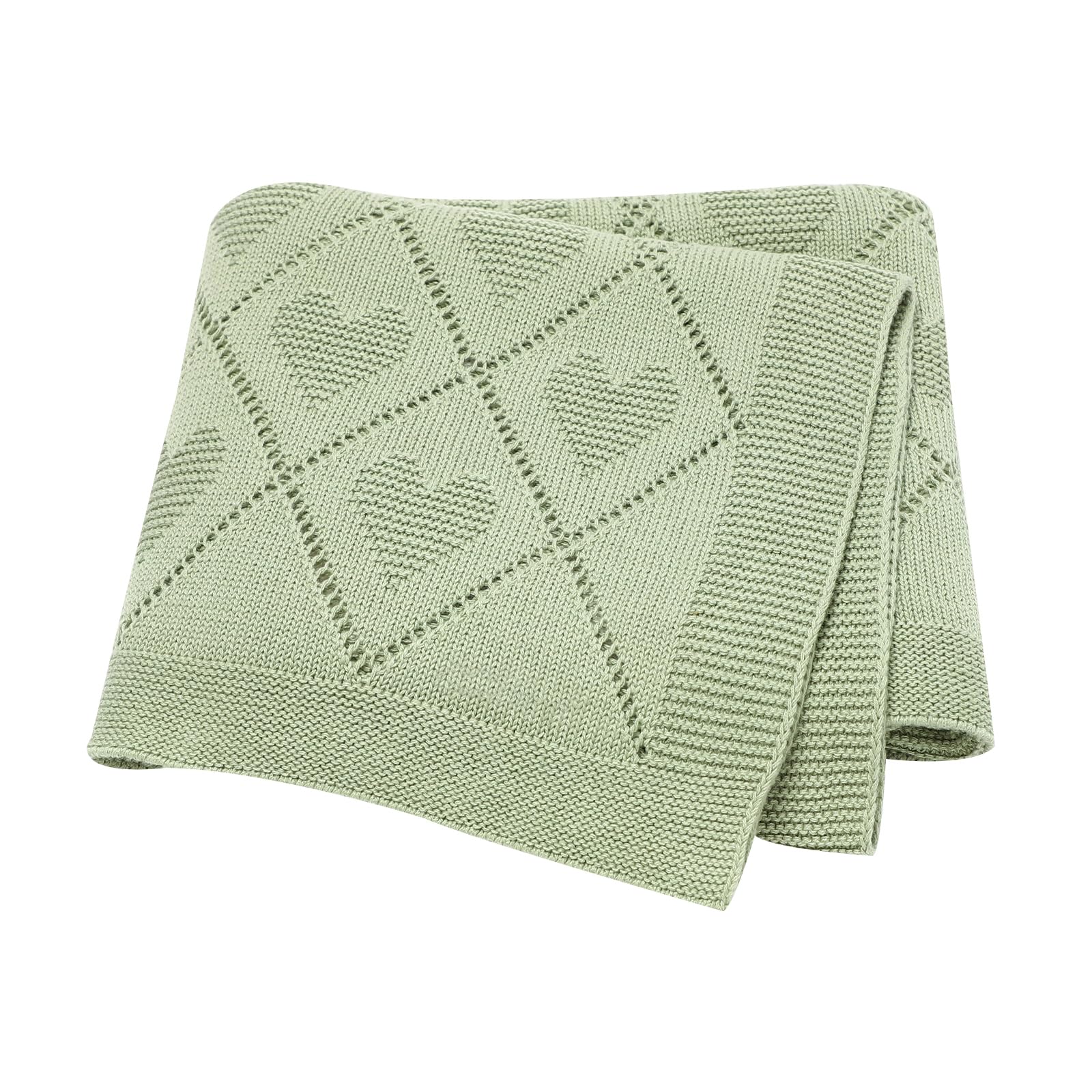 Hadetoto Baby Blanket 100% Cotton Baby Cellular Blanket - Light Green
