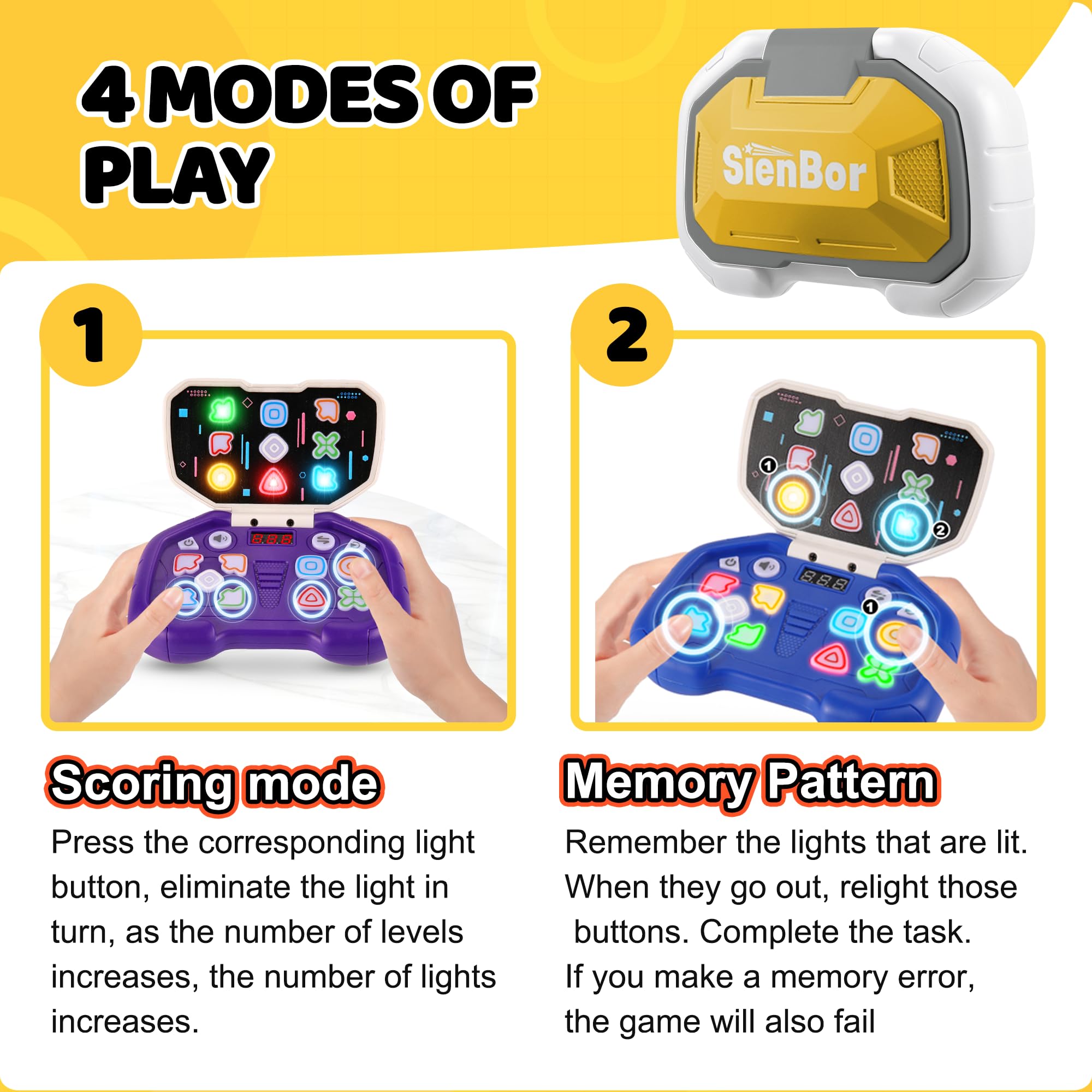 Handheld Game for Kids 6-12, Sensory Fidget Toys for Kids 8-12,,Light Up Memory Game Handheld Electronic Toys Color Memorizing Classic Board GamesBirthday Gifts for Boys Girls，Fidget Toys