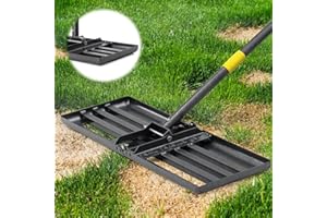 BsBsBest Lawn Leveling Rake, 26"x 25" Heavy Duty Lawn Leveler 5FT Adjustable Peat Moss Spreader Dirt Ground Level Tool for Yard Garden Golf Course Farm Pasture