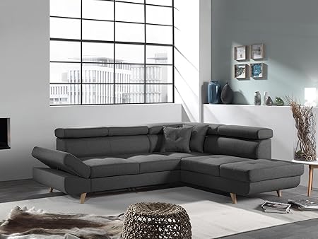 Bestmobilier Linea Canapé Dangle Droit Convertible Scandinave L 252 X P 190cm