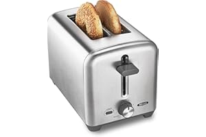 bella Stainless Steel 2 Slice Toaster with Extra Wide Slots & Removable Crumb Tray, 6 Browning Options, Auto Shut Off & Rehea