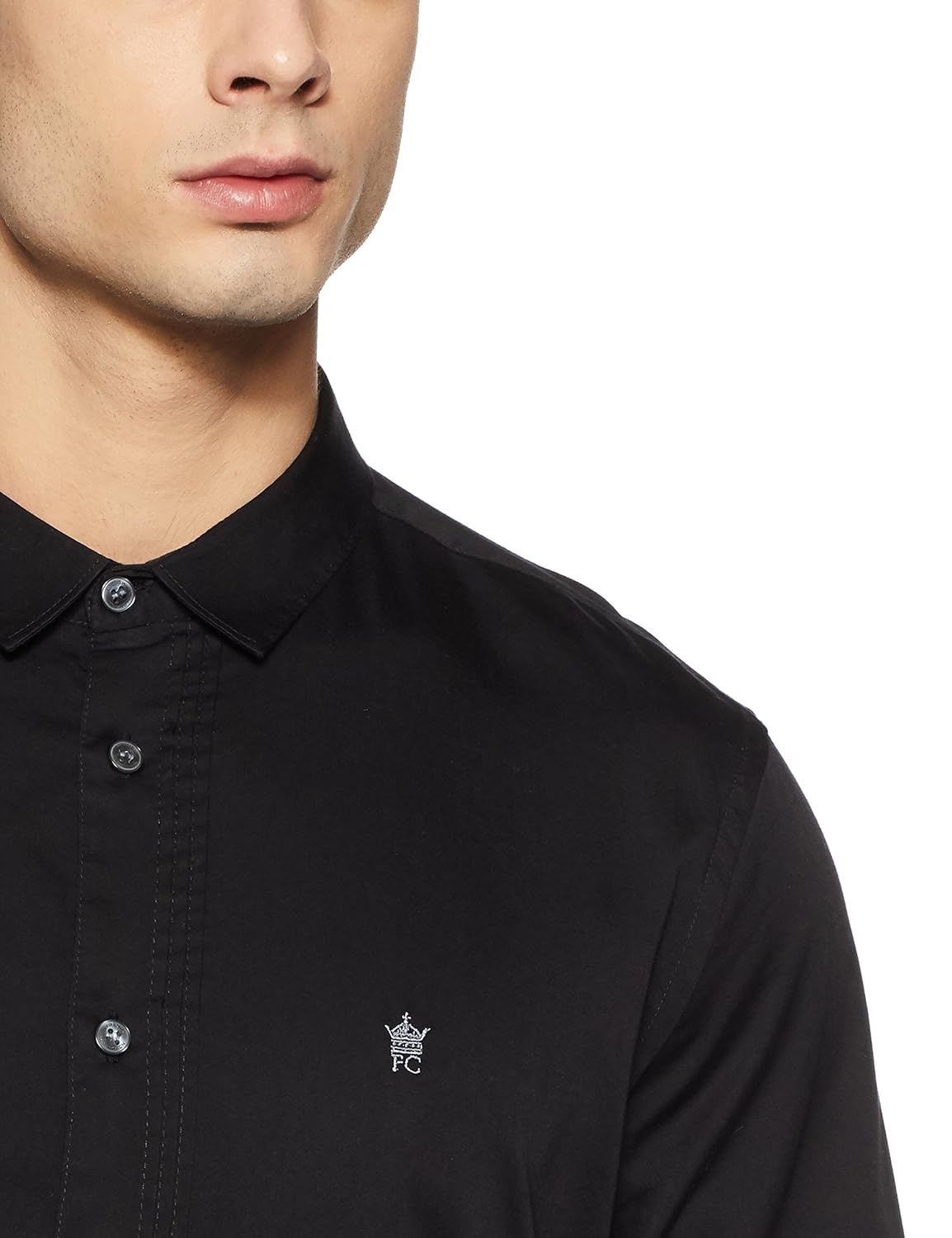 french connection men's solid slim fit casual shirt