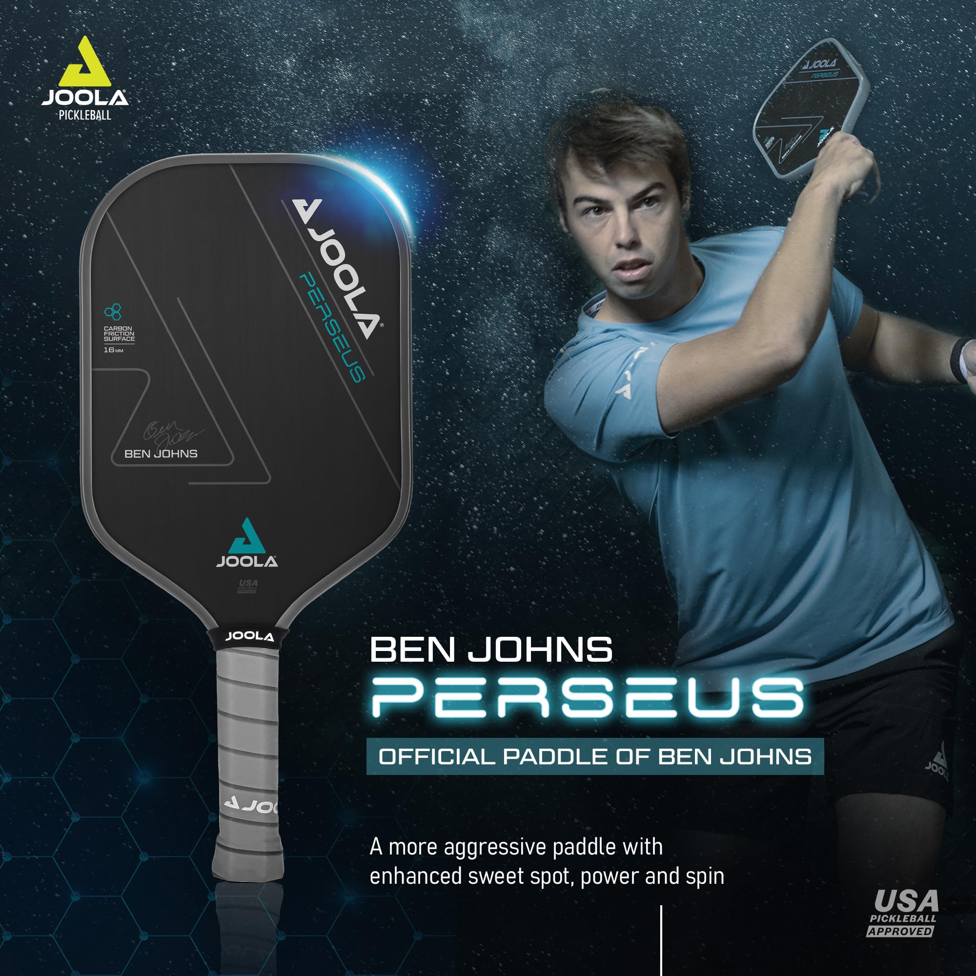 JOOLA Professional Pickleball Paddles – Charged Surface Technology for Power & Feel – Select Perseus or Hyperion Shape – Fully Encased Carbon Fiber – USAP Approved – Well Balanced w/Pop & Control
