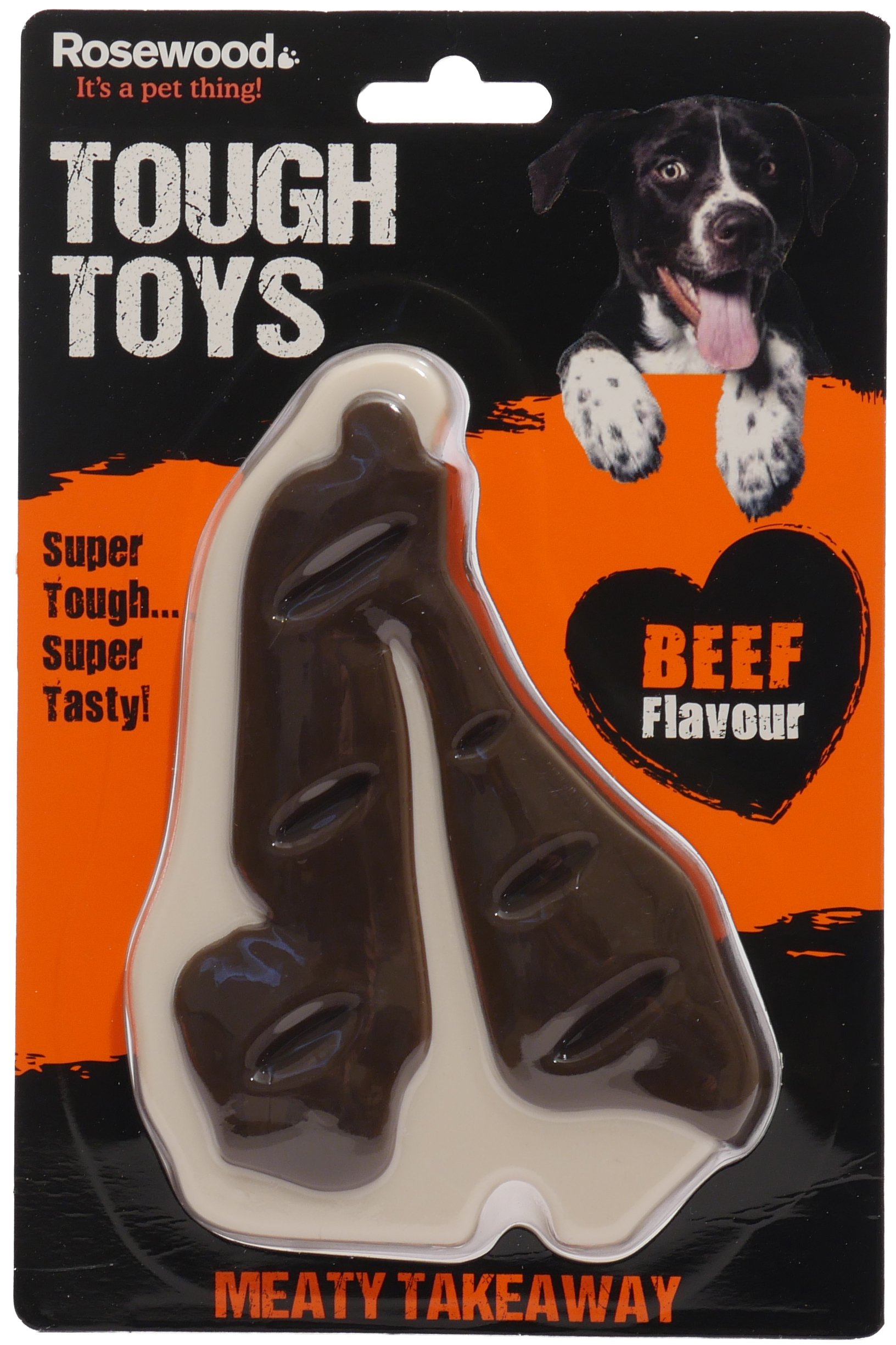 Rosewood Meaty Beef Steak Takeaway Tough Dog Toy, Large, clear