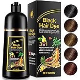 TITINY Black Hair Dye Shampoo 3 in 1 (500ML), Instant Hair Color Shampoo for Gray Hair, Natural with Herbal Ingredient for Men & Women (Black)