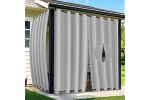Arfntevss Outdoor Curtains for Patio Waterproof 2 Panels Blackout Curtain 84 inch Long with Zipper Top & Bottom Grommet Sun Blocking Outdoor Privacy Drape for Gazebo Porch Pergola (54x84, Light Gray)