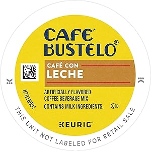 Café Bustelo Coffee Café Con Leche Flavored Espresso Style Coffee, 96 K Cups for Keurig Coffee Makers
