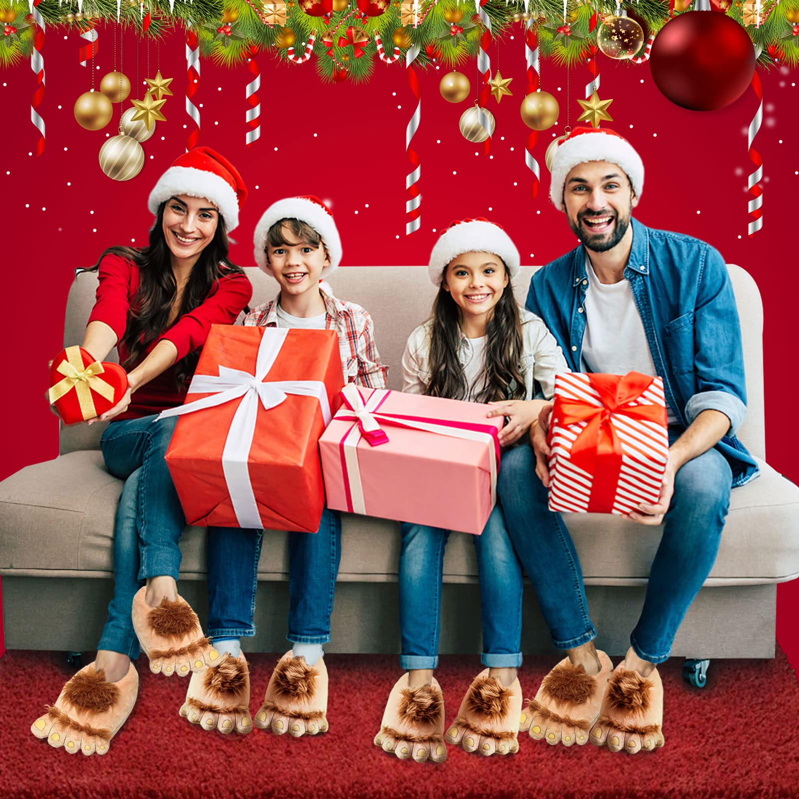 Ibeauti Men's Big Feet Furry Monster Adventure Slippers, Comfortable Novelty Warm Winter Hobbit Feet Costume Gift Slippers for Adults (Men: US 11)