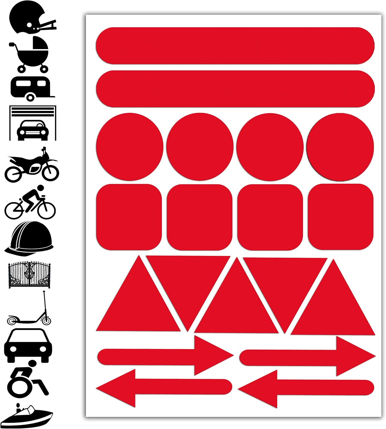 Biomar Labs® 19pcs High Visibility Warning Reflective Stickers Kit Decals Red Reflector Highly Night Safety Visibility Universal Self - Image 3