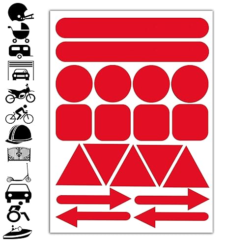 Reflektoren Aufkleber Rot Stickers Set (19 Stück) Selbstklebende Reflektierende Reflektor Aufkleber Sicherheitsaufkleber für 