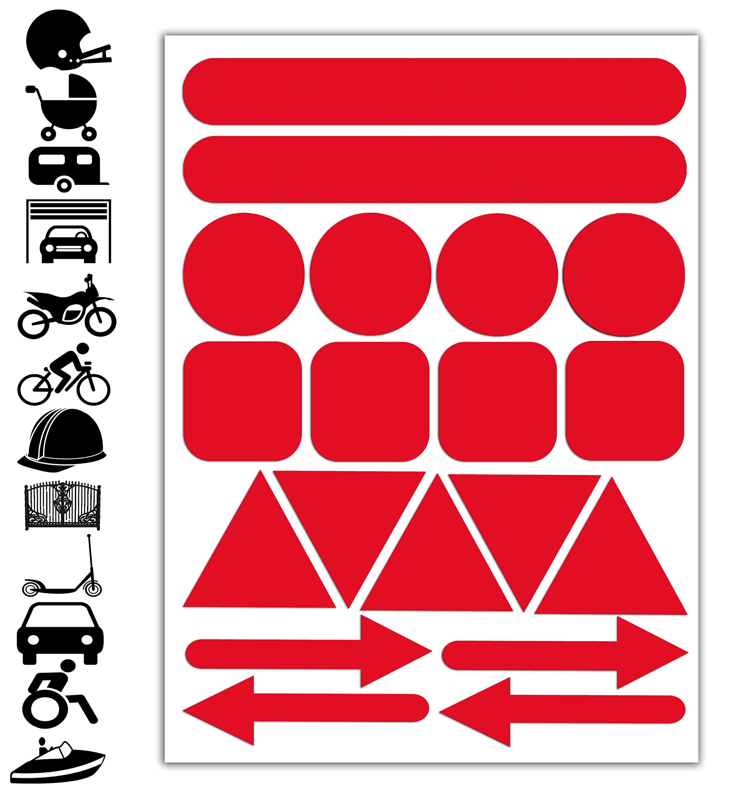 Biomar Labs® 19pcs High Visibility Warning Reflective Stickers Kit Decals Red Reflector Highly Night Safety Visibility Universal Self - Adhesive D 19 Z*