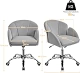 Yaheetech Velvet Computer Chair Light Gray with Armrests Multi Tilt 136kg view 3
