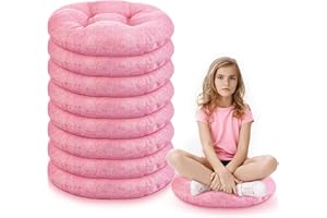 Fumete 8 Pcs 16 Inch Round Floor Cushions for Kids and Toddlers, Flexible Seating Classroom Furniture Floor Pillow for Home, Daycare, Preschool, Yoga and Meditation (Pink)