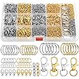PAXCOO 990PCS Keychain Making Kit, Keychain Craft Supplies Including Key Chain Hooks, Lobster Clasps, Key Rings and Jump Ring