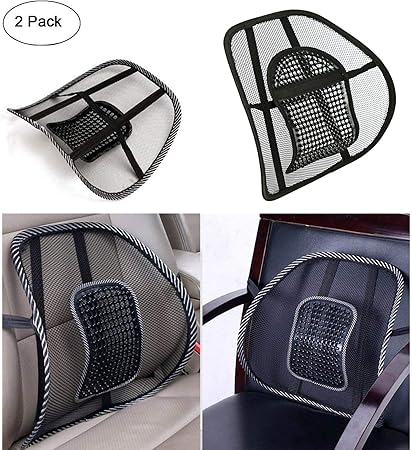 Amazon Ecloud Shop 2pcs オートシートウエストサポート 車のアイスシルクホールメッシュ腰椎クッションマッサージシート カバーパッド カーシートおよびオフィスシート用 シートカバー 車 バイク