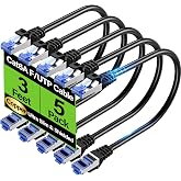 Cat6A Ethernet Cable Shielded 10Gbps 3 ft (5 Pack), Slim Shielded (F/UTP) Ethernet Cable Cat 6, Flexible 28AWG Bare Copper Cat6 Cable, Space-saving Cat 6a Network Cable for Server, Data Center, Black