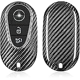 T-carbon Key Fob Cover Compatible with Mercedes Benz,Real Glass Fiber Key Case Key Shell Protector fits for Benz EQE350 S580 C300 C Class S Class G Class E Class Key Fob Cover,Silver Black