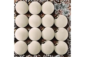 Liliful 15 Pcs Velvet Christmas Balls Bulk Flocked Christmas Tree Ball Ornaments Plastic Xmas Decorative Hanging Ornaments(Creamy White,3.15 Inch)