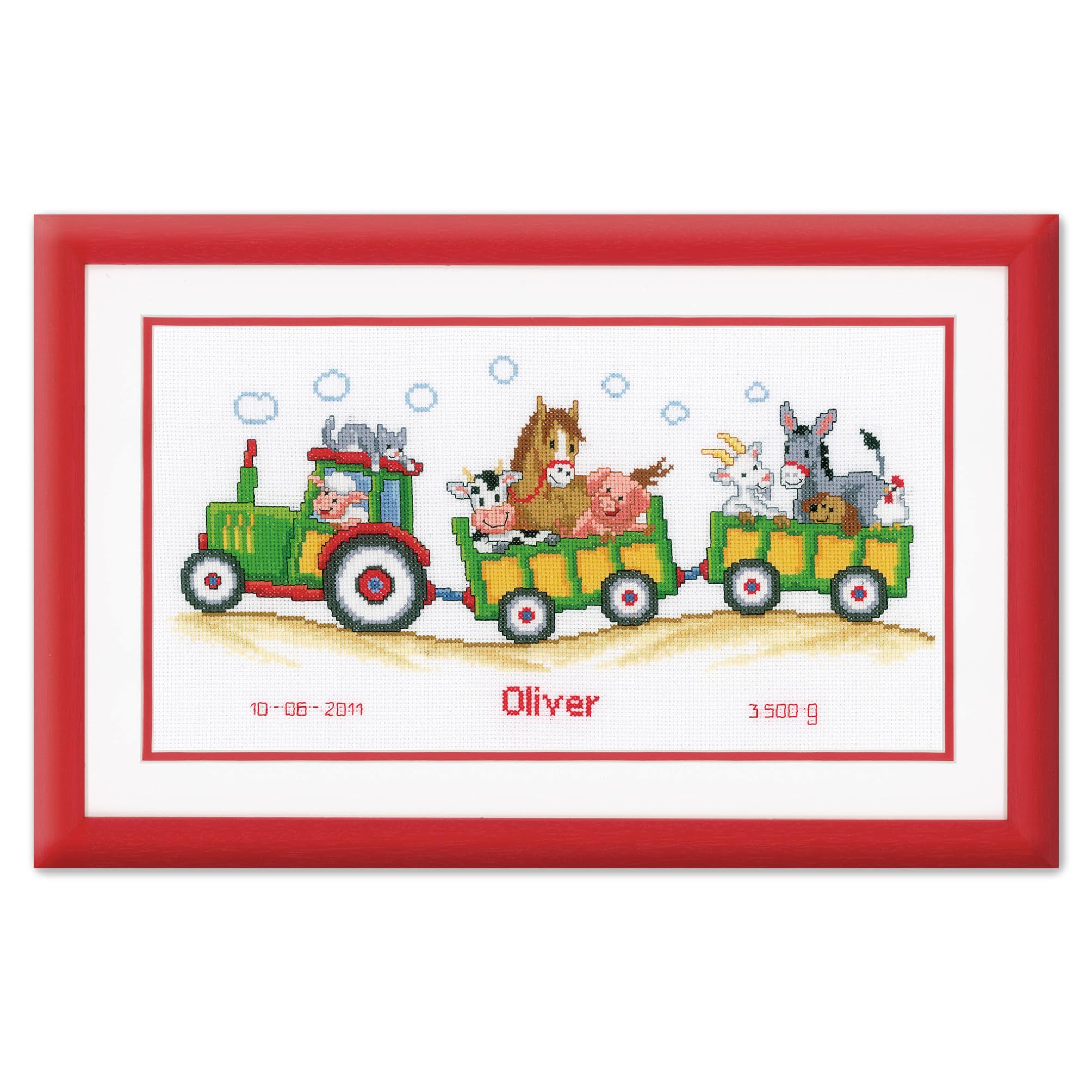 Vervaco Birth Record Tractor Counted Cross Stitch Kit, Multi-Colour