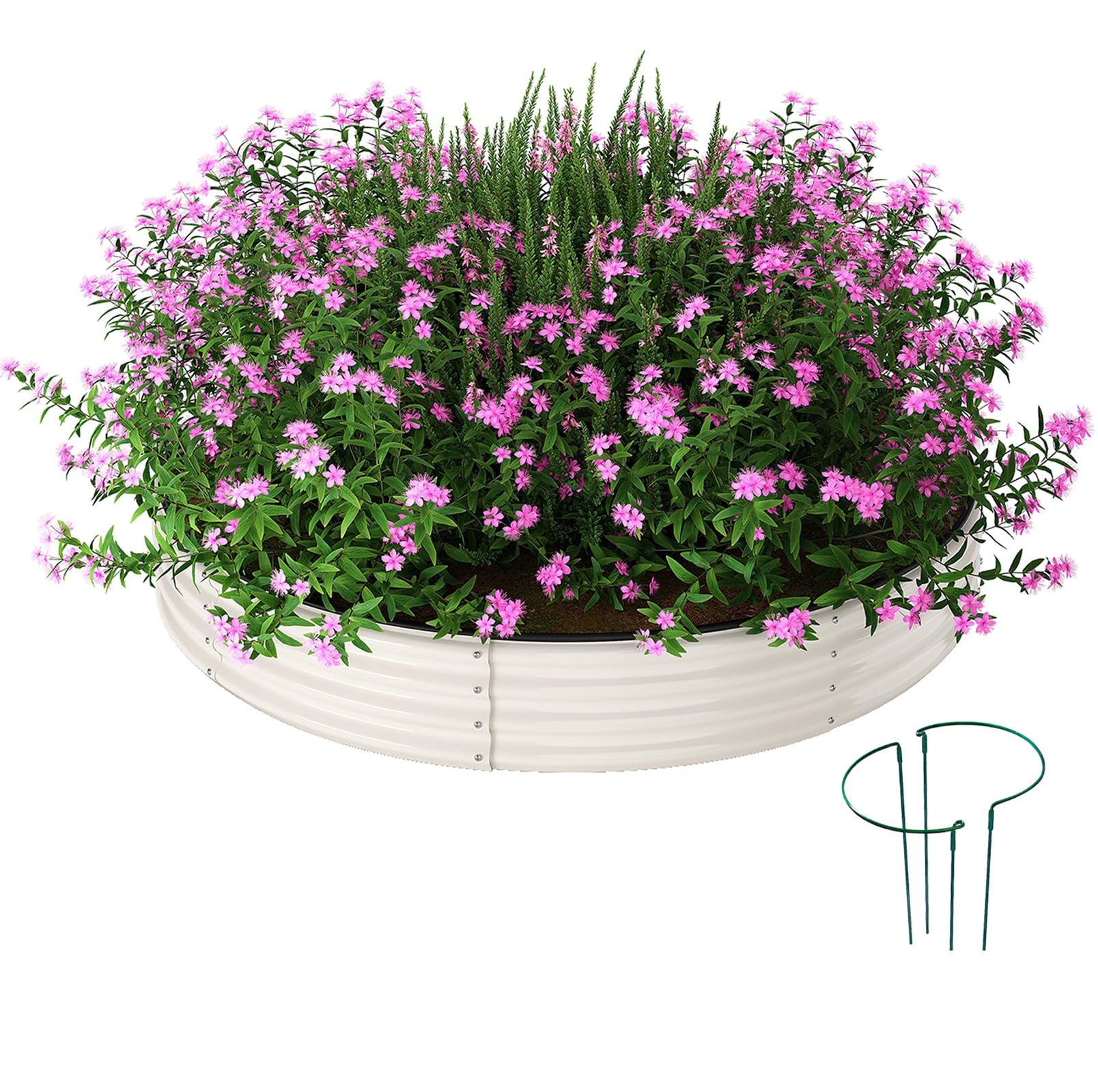 Galvanized Metal Planter Round Raised Garden Bed Kit for Gardening ...