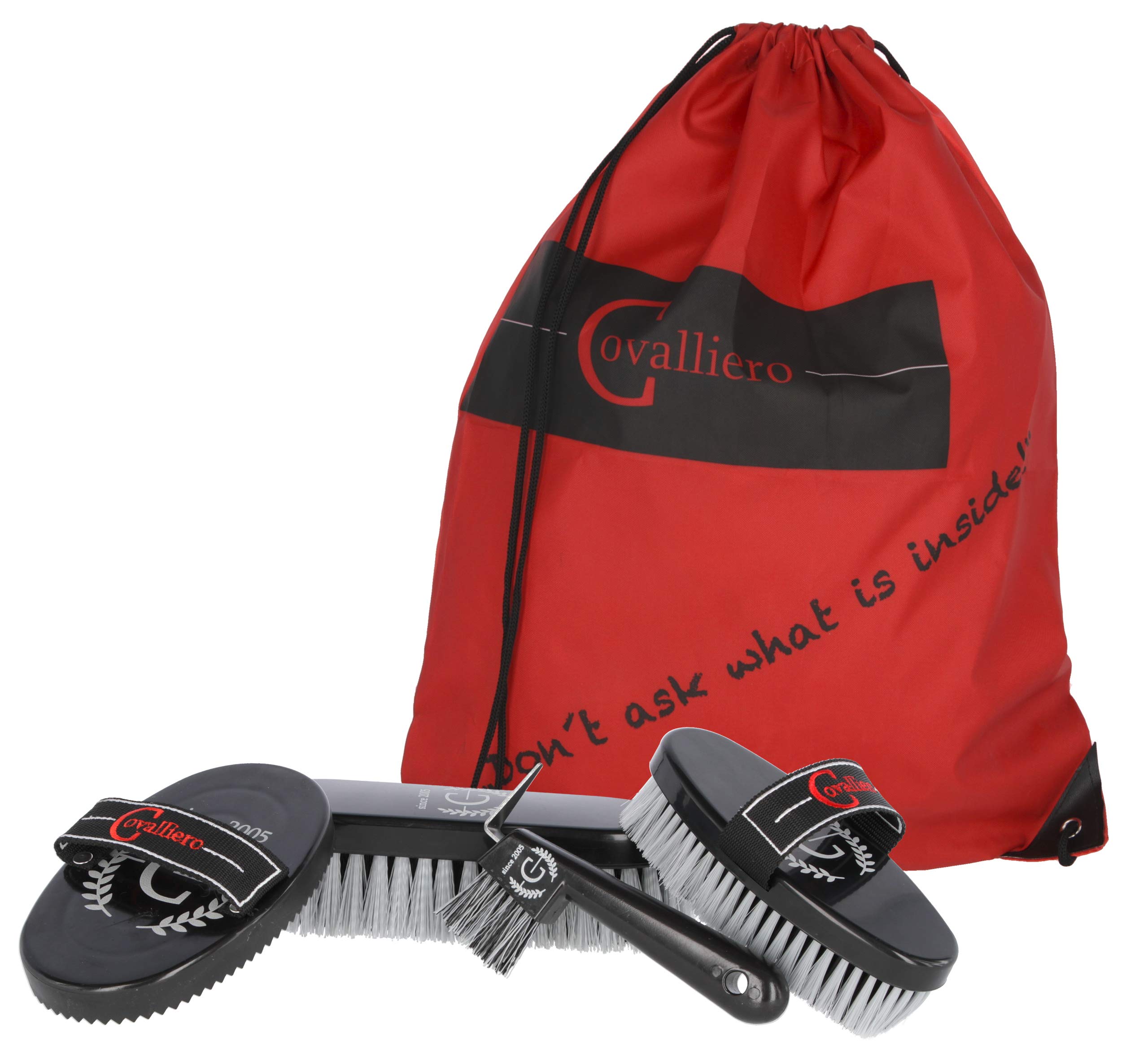 Covalliero Grooming Bag, Horse Grooming Bag, Filled, Red, 45 x 40 cm, Polyester, Includes Grooming / Cleaning Utensils