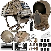 ACTIONUNION Airsoft Helmet and Mask Set Tactical Paintball Helmet and Balaclava Mesh Mask MH Type