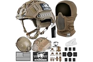 ACTIONUNION Airsoft Helmet and Mask Set Tactical Paintball Helmet and Balaclava Mesh Mask MH Type