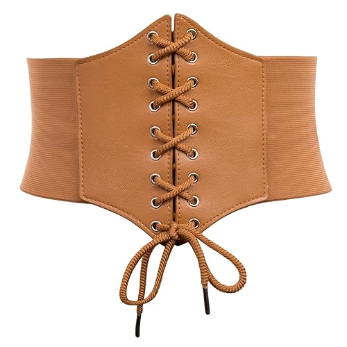 GRACE KARIN Plus Size Brown Underbust Corset Elastic Cinch Belt