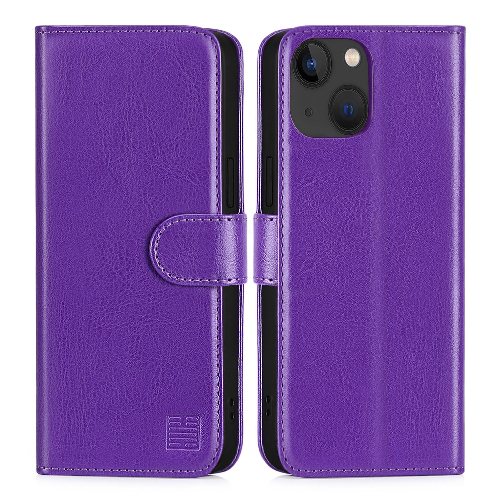 32nd Book Wallet PU Leather Case Cover for Apple iPhone 15 Plus (6.7"), Flip Case With RFID Blocking Card Slots, Magnetic Closure and Built In Stand - Purple