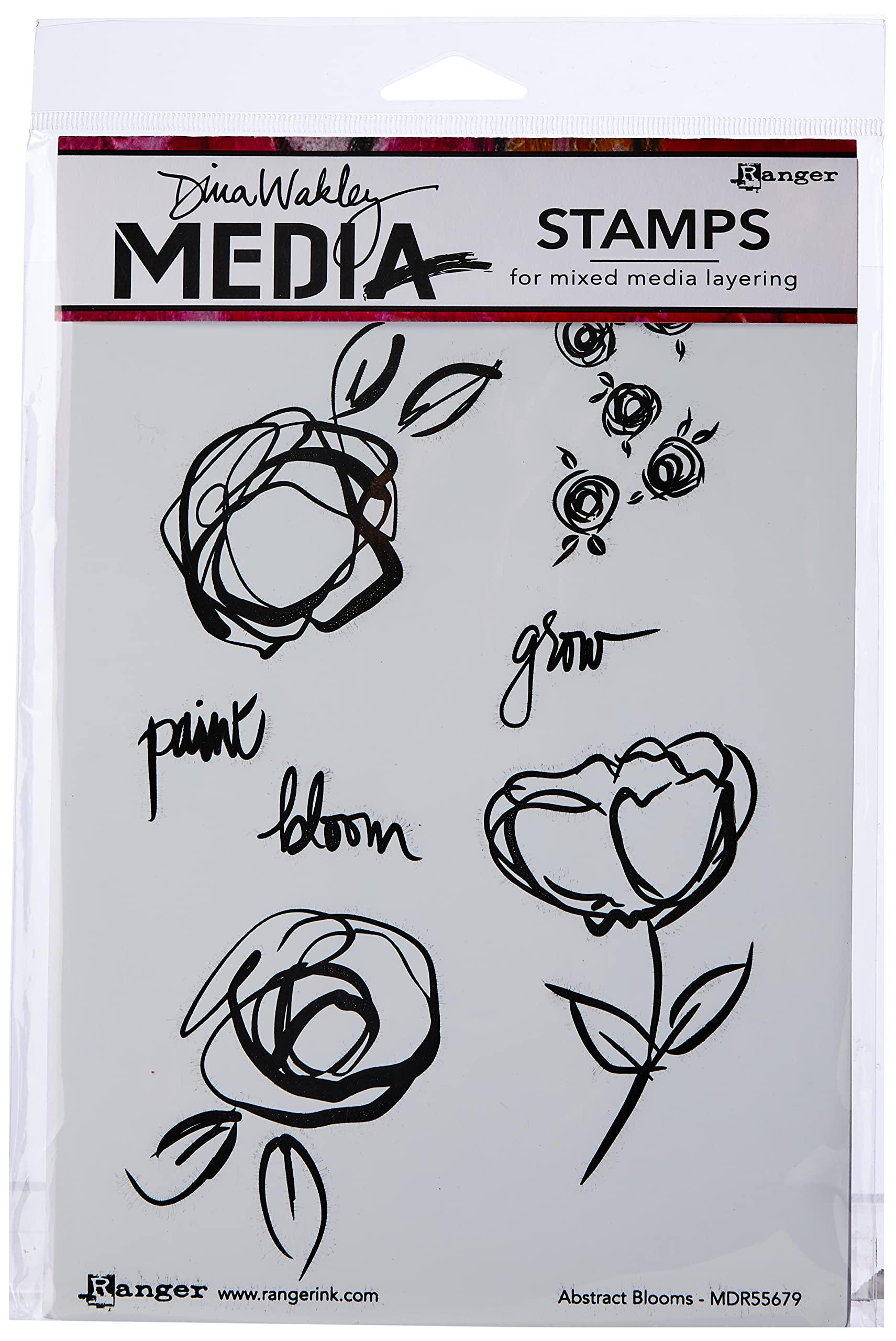 Ranger Dina Wakley Media Abstract Blooms Stamp Set, Synthetic Material, Multi-Colour, 25.7 x 17.6 x 0.5 cm