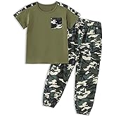 mksodopy Boys Clothes,Boy outfits 2-Piece Camouflage Short-Sleeved T-shirt Camouflage Pant Teen Boys Clothing