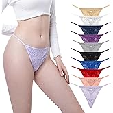 GAREDOB Womens G String Thongs Sexy Lace Thong Panties Comfortable Low Waist Thongs 10 Pack Multicolor Size XS-3XL