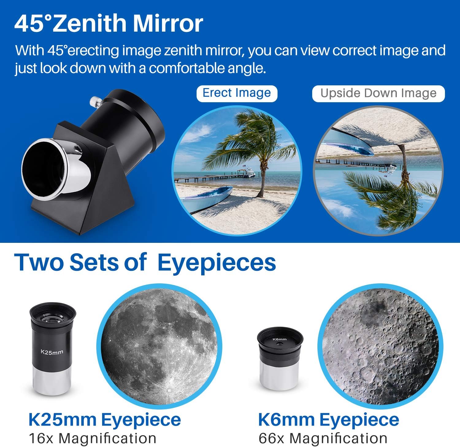 BNISE 70mm Portable Refractor Telescope & HD Binoculars, Fully Coated